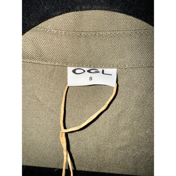 NWT OGL Viscose Linen Collared V Neck Drawstring MIDI Dress Green Size Small - Picture 8 of 8